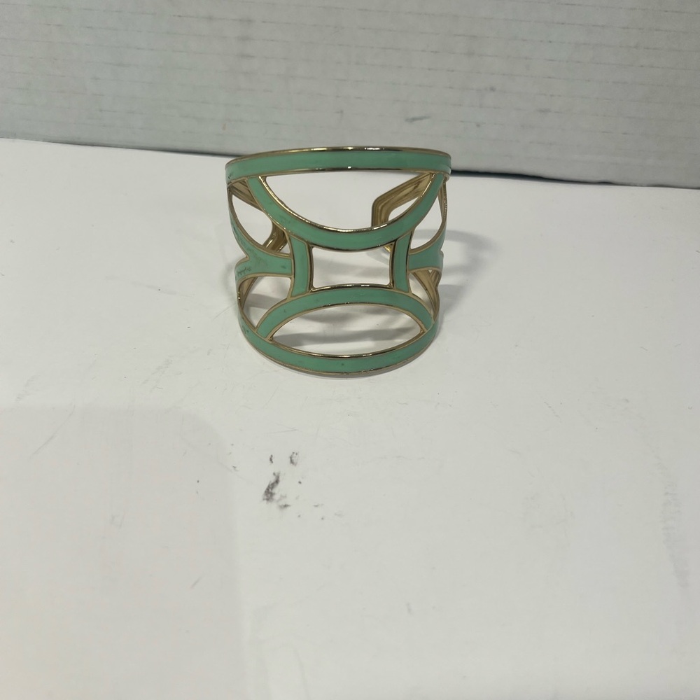 Gold and Mint Green Geometric Cuff Bracelet